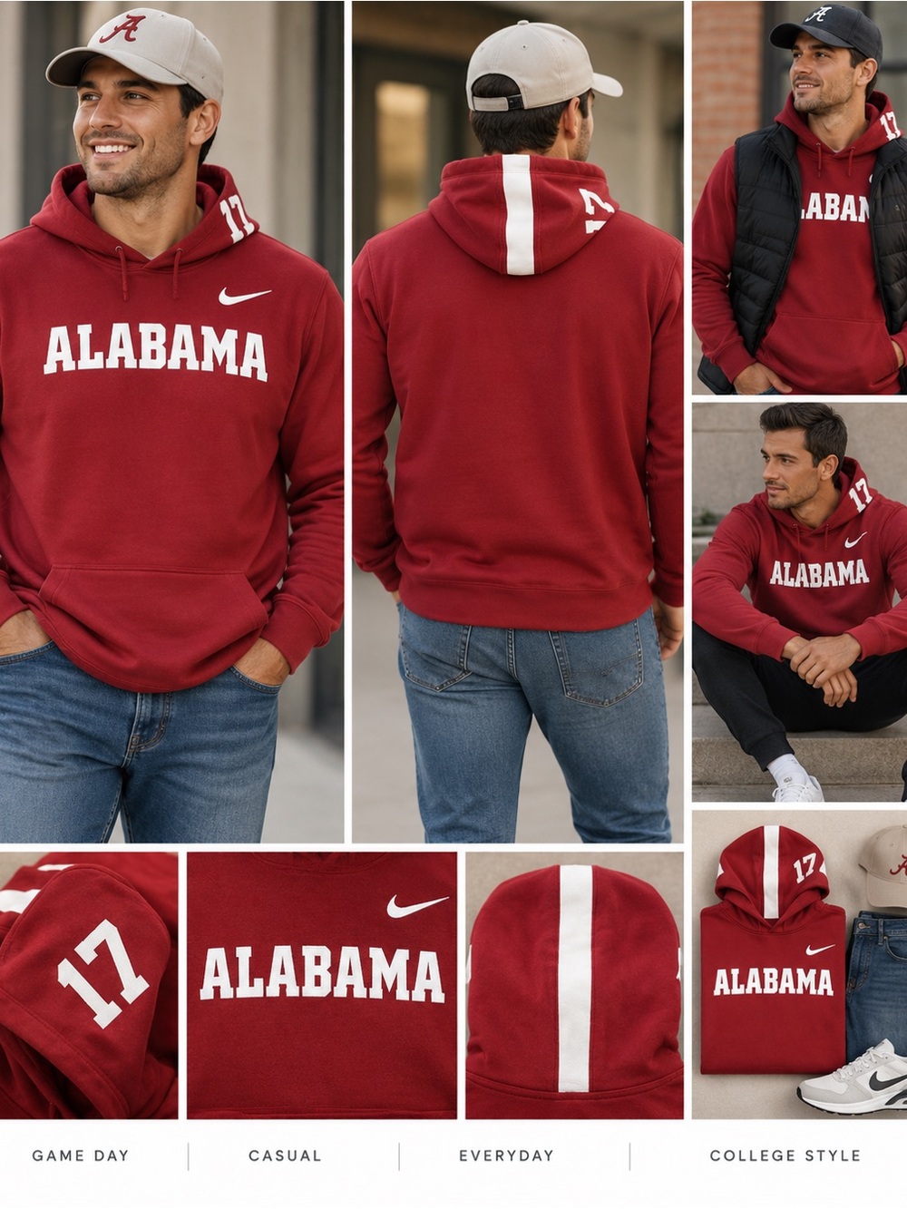 Nike Red Alabama Pullover Hoodie for Mens